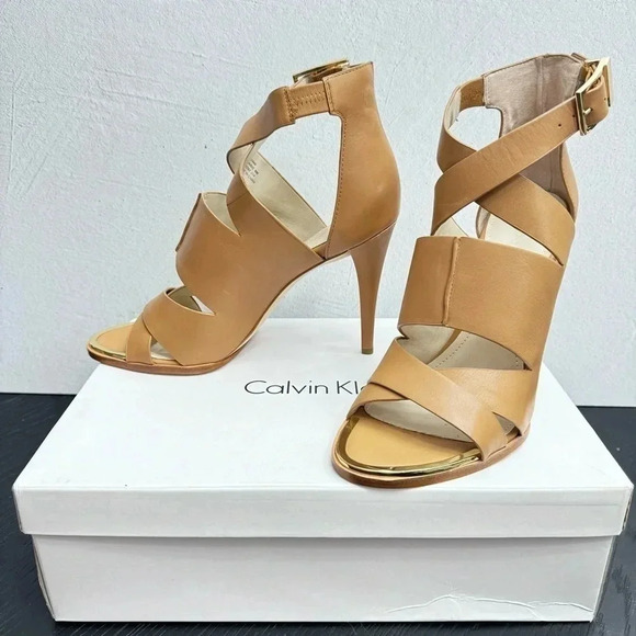 Calvin Klein Valarie Cow Roma Heels in Caramel - Size 9M - Picture 1 of 7